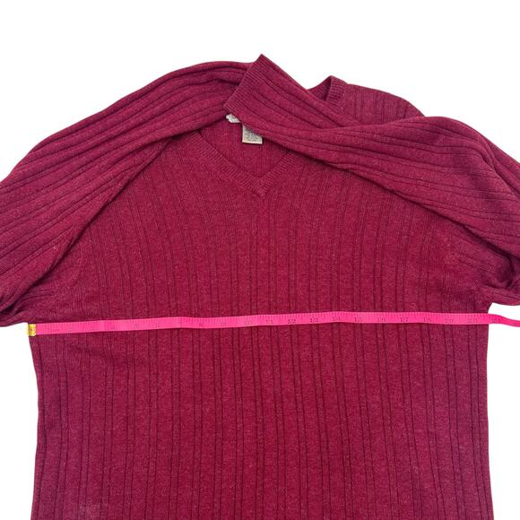 Poeta Moda Mens Vintage 90s Burgundy Cashmere Silk V-Neck Sweater Sz S - Picture 8 of 11